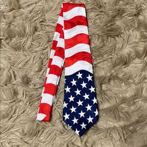 Handmade Silk American Flag Patterned Tie